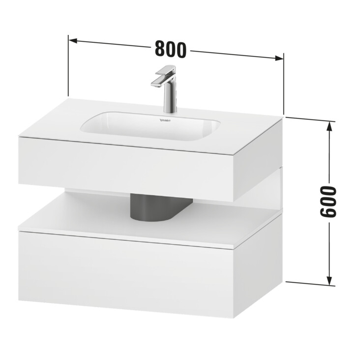 Duravit Ensemble meuble vasque encastrable Qatego 80x55x60 cm, graphite mat, console sous vasque