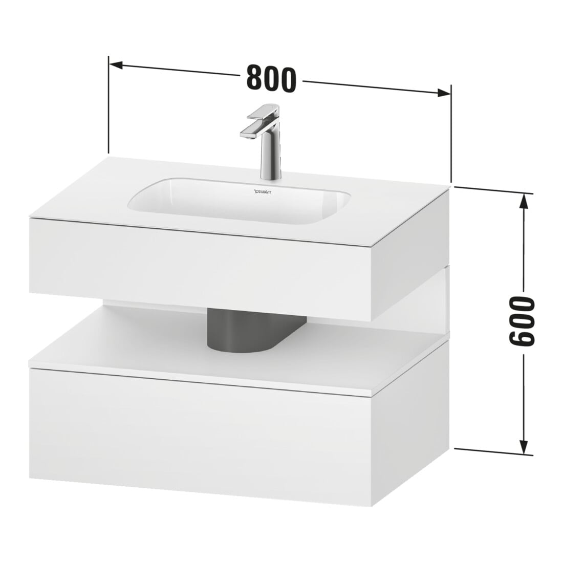 Duravit Ensemble meuble vasque encastrable Qatego 80x55x60 cm, graphite mat, console sous vasque
