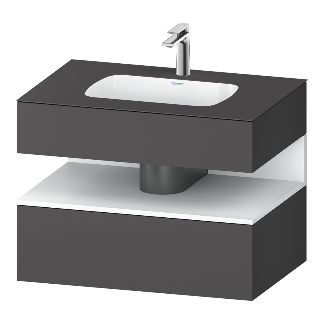 Duravit Ensemble meuble vasque encastrable Qatego 80x55x60cm, blanc mat/gris, sous-meuble console