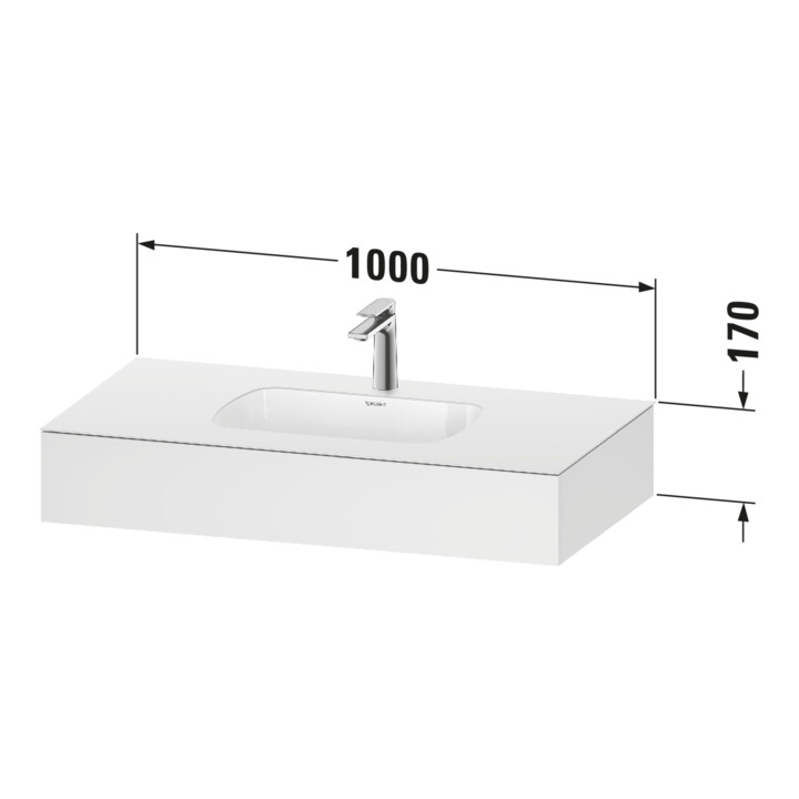 Duravit Ensemble meuble vasque encastré Qatego 100x55x17 cm, blanc mat, 1 découpe, avec plan lavabo