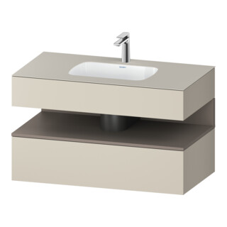 Duravit Ensemble meuble vasque encastré Qatego 100x55x60cm, blanc/mat taupe, console sous vasque