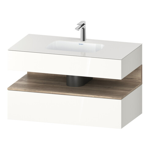 Duravit Ensemble meuble vasque encastré Qatego 100x55x60cm, E Ma/blanc brillant, console sous vasque