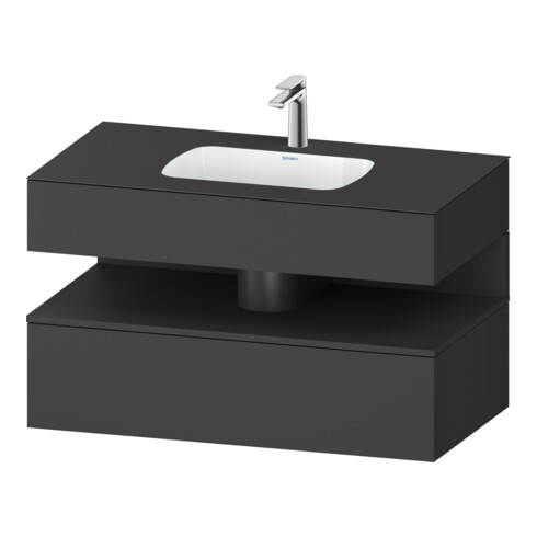 Duravit Ensemble meuble vasque encastré Qatego 100x55x60cm, gris mat, console sous vasque