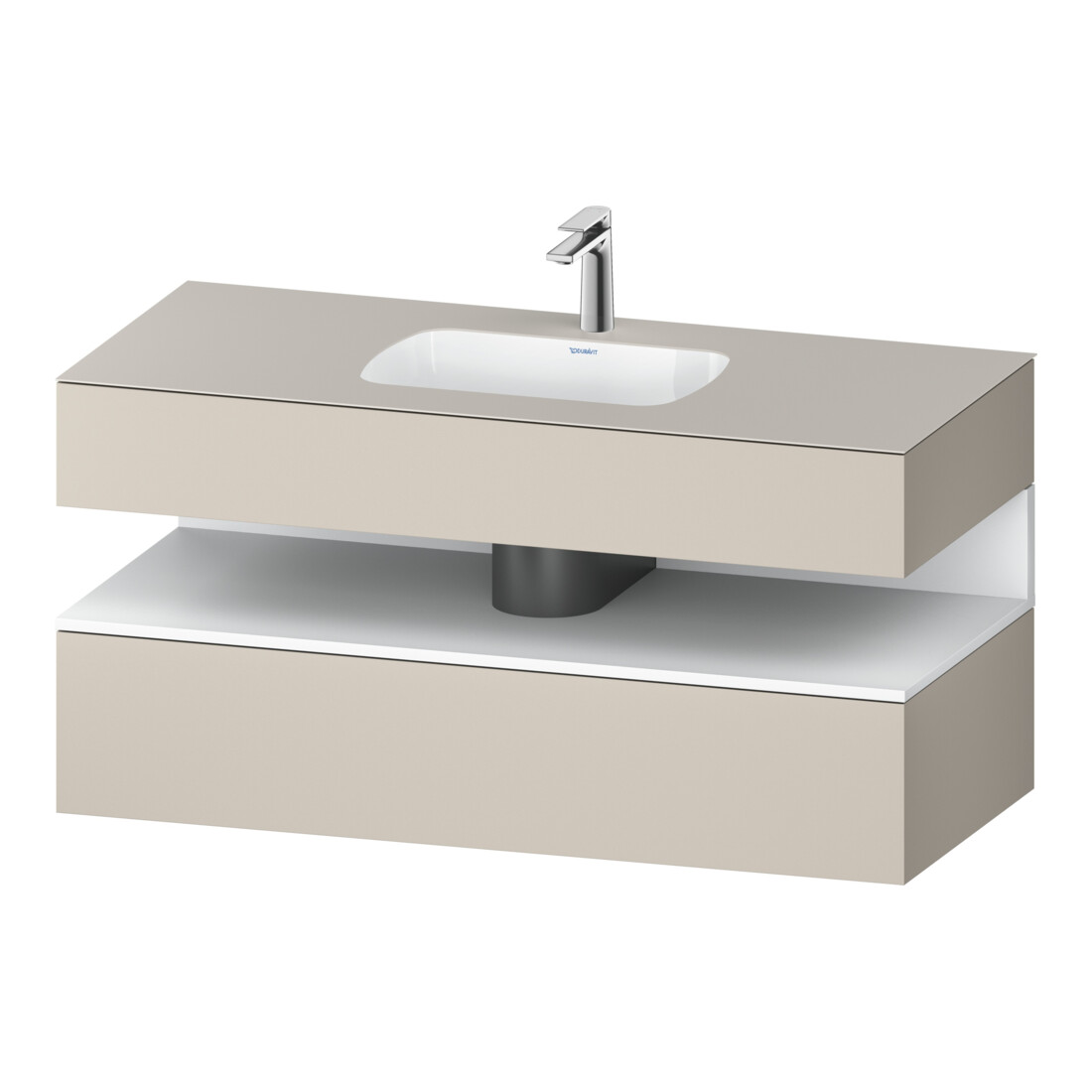 Duravit Ensemble meuble vasque encastré Qatego 120x55x60 cm, blanc avec tiroir, Kon-WTU, niche