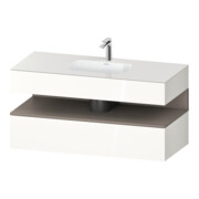 Duravit Ensemble meuble vasque encastré Qatego 120x55x60cm, blanc mat/blanc brillant, console sous vasque