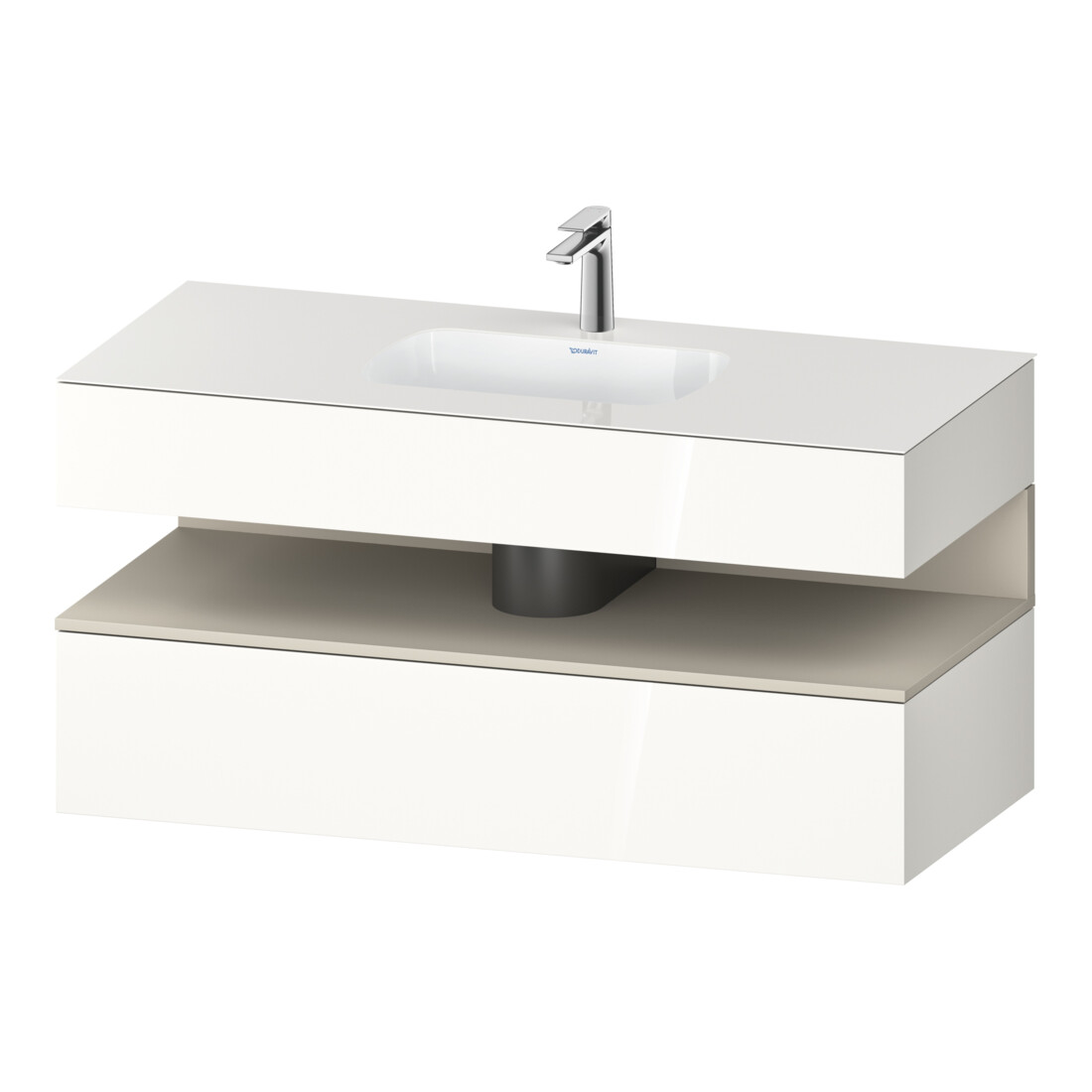 Duravit Ensemble meuble vasque encastré Qatego 120x55x60cm, blanc mat/haut brillant, console sous vasque
