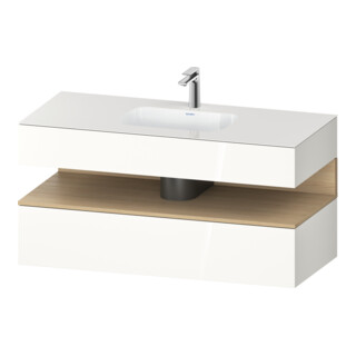 Duravit Ensemble meuble vasque encastré Qatego 120x55x60cm, E na/blanc brillant, console sous vasque