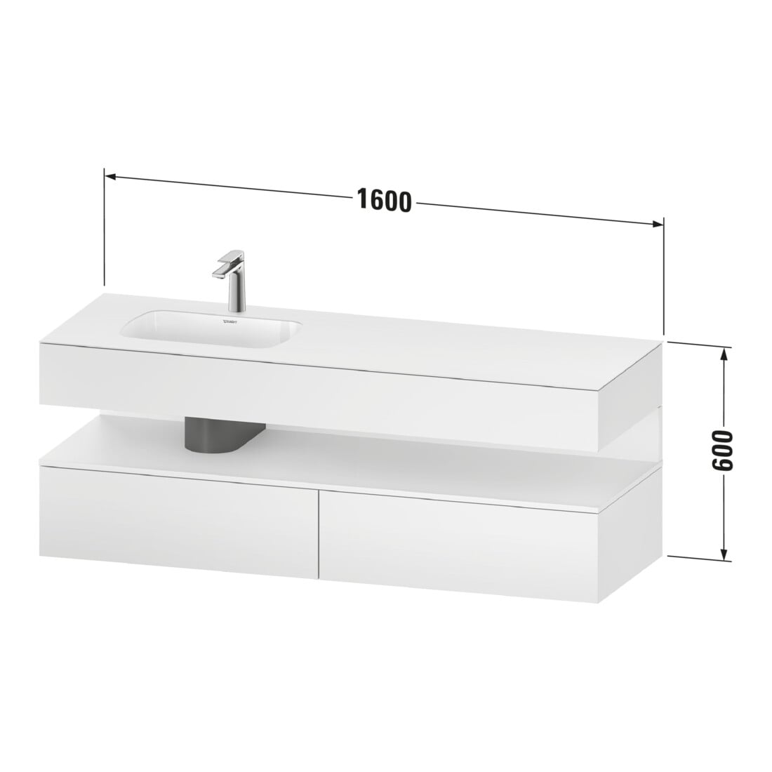 Duravit Ensemble meuble vasque encastré Qatego 160x50x60cm, Kon-WTU, B l, E sw/Bas ma