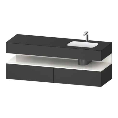 Duravit Ensemble meuble vasque encastré Qatego 160x50x60cm, Kon-WTU, blanc, gris mat