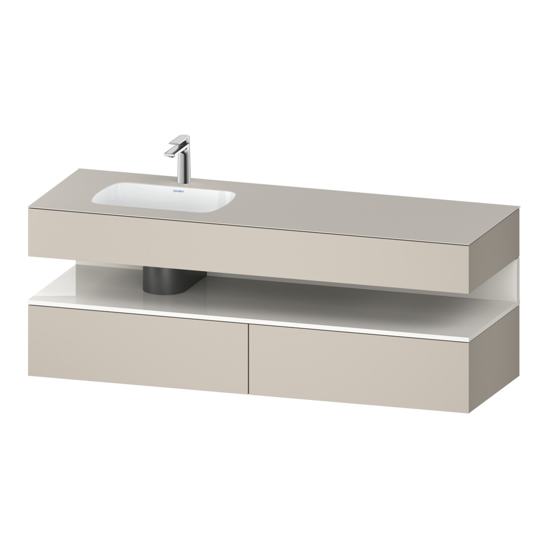 Duravit Ensemble meuble vasque encastré Qatego 160x50x60cm, Kon-WTU, blanc, gris/taupe
