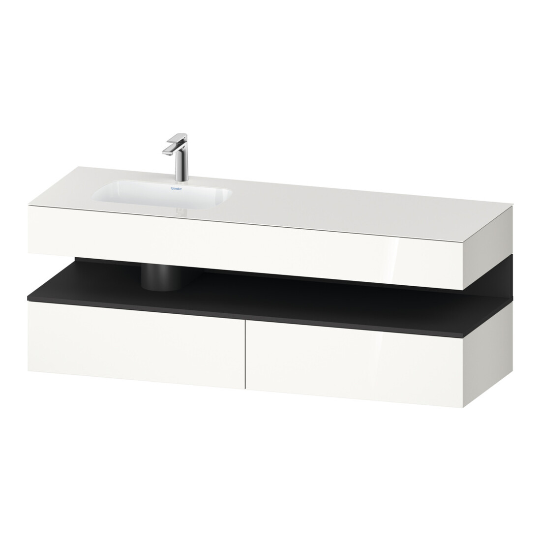 Duravit Ensemble meuble vasque encastré Qatego 160x50x60cm, Kon-WTU, gris m/blanc g