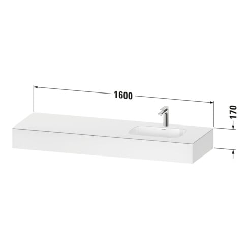 Duravit Ensemble meuble vasque encastré Qatego 160x55x17cm, avec K, 1 tiroir, avec miroir, blanc mat