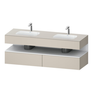 Duravit Ensemble meuble vasque encastré Qatego 160x55x60 cm, sous-meuble console, blanc mat/taupe mat