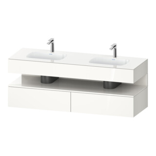 Duravit Ensemble meuble vasque encastré Qatego 160x55x60 cm, sous-vasque console, blanc brillant