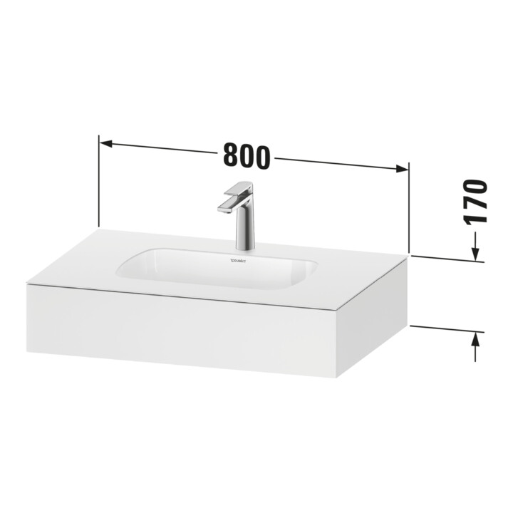 Duravit Ensemble meuble vasque encastré Qatego 80x55x17cm, chêne, 1 découpe, avec plan