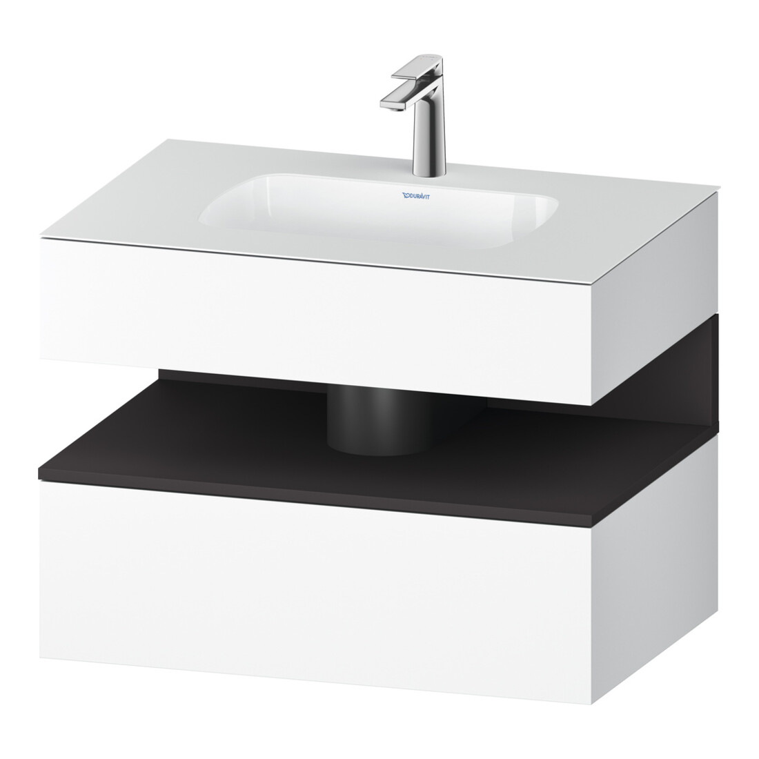 Duravit Ensemble meuble vasque encastré Qatego 80x55x60 cm, gris m/we ma, console sous-vasque