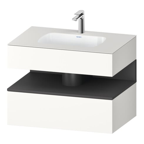 Duravit Ensemble meuble vasque encastré Qatego 80x55x60 cm, gris mat/blanc mat, sous-vasque console