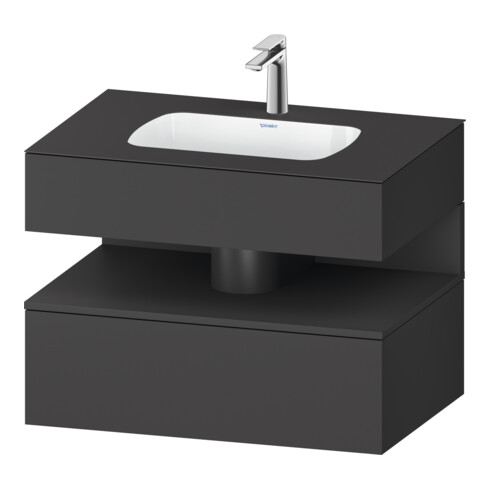 Duravit Ensemble meuble vasque encastré Qatego 80x55x60cm, graphite mat, meuble console