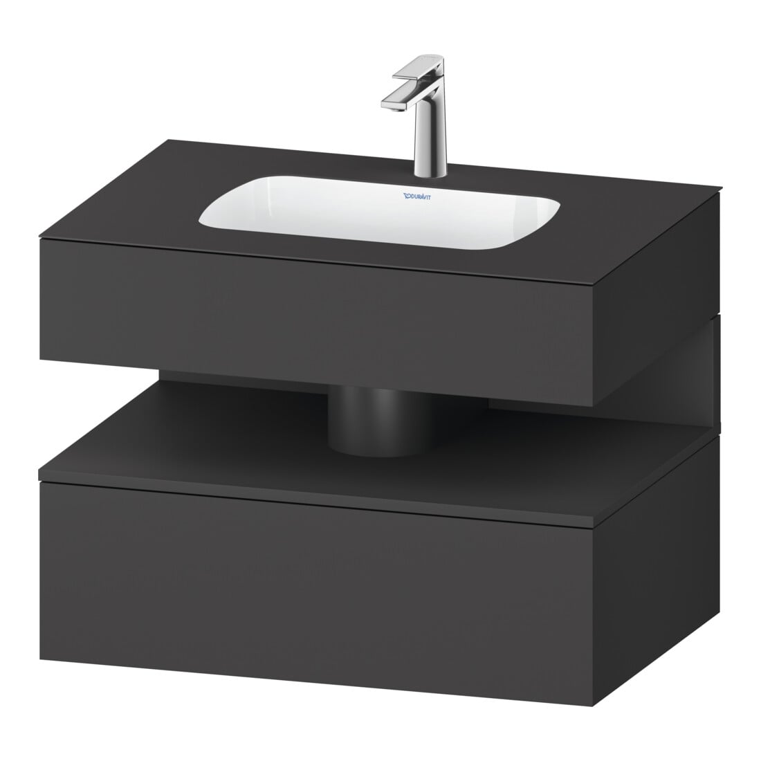 Duravit Ensemble meuble vasque encastré Qatego 80x55x60cm, graphite mat, meuble console