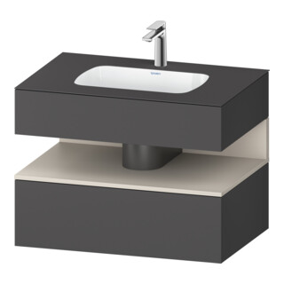 Duravit Ensemble meuble vasque encastré Qatego 80x55x60cm, Taupe avec Grap ma, console sous vasque