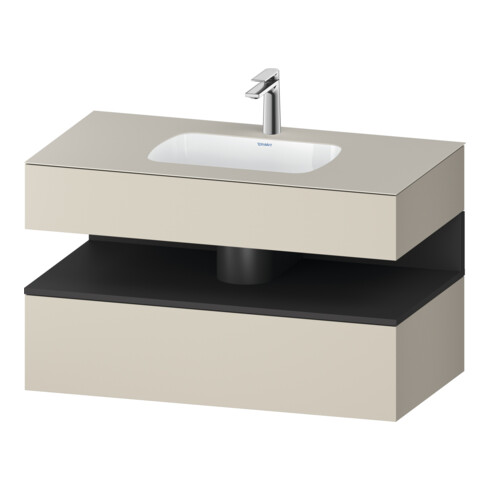 Duravit Ensemble meuble vasque encastrée Qatego 100x55x60cm, gris mat, meuble console