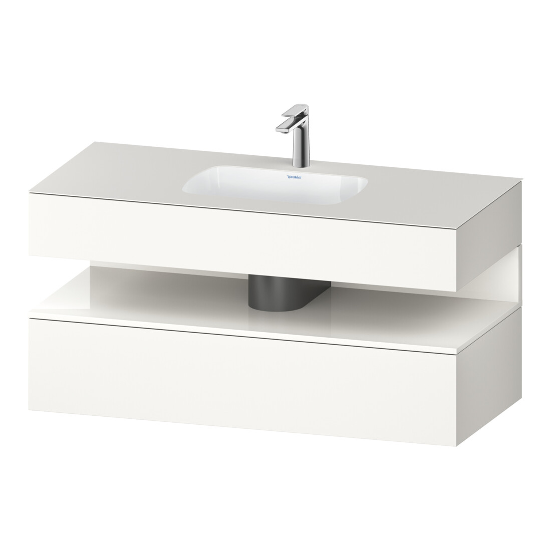 Duravit Ensemble meuble vasque encastrée Qatego 120x55x60cm, blanc brillant/blanc mat, meuble sous vasque console