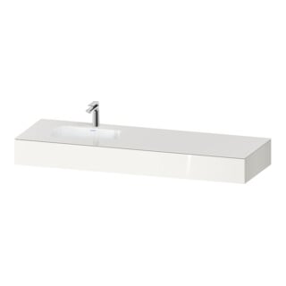 Duravit Ensemble meuble vasque encastrée Qatego 160x55x17 cm, avec robinet, 1 tiroir, avec miroir, blanc brillant