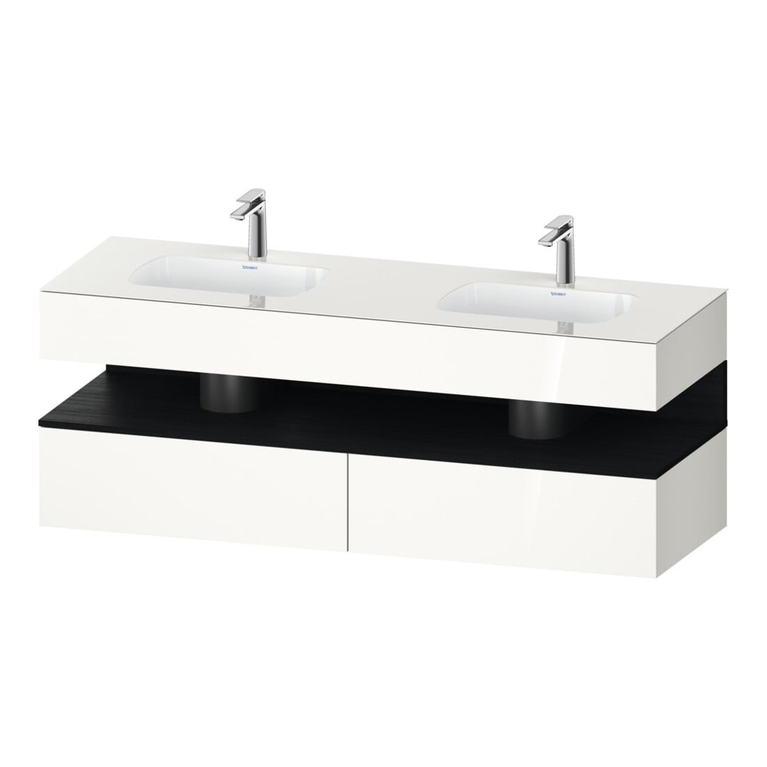 Duravit Ensemble meuble vasque encastrée Qatego 160x55x60cm, sous-meuble console, blanc mat/blanc brillant