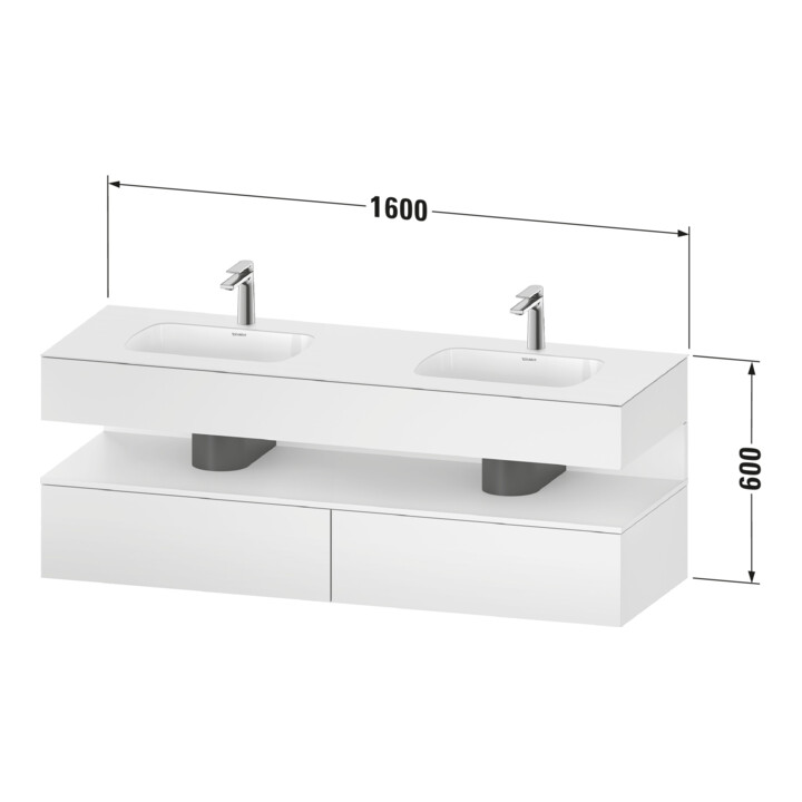 Duravit Ensemble meuble vasque encastrée Qatego 160x55x60cm, sous-meuble console, graphite mat