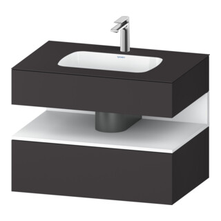 Duravit Ensemble meuble vasque encastrée Qatego 80x55x60 cm, blanc mat/gris, console sous vasque