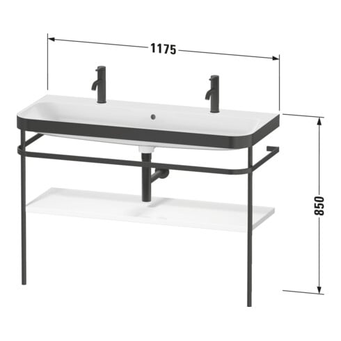 Duravit Ensemble meuble vasque Happy D.2 Plus 117,5x49 cm, 1 robinet, console, noir mat