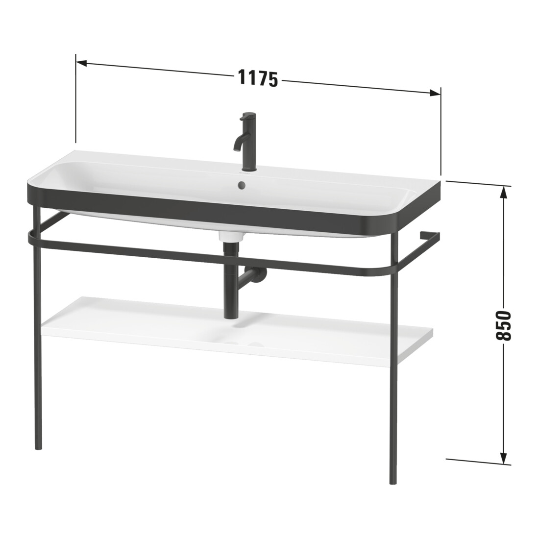 Duravit Ensemble meuble vasque Happy D.2 Plus 117,5x49 cm, avec console, 1 trou, taupe mat