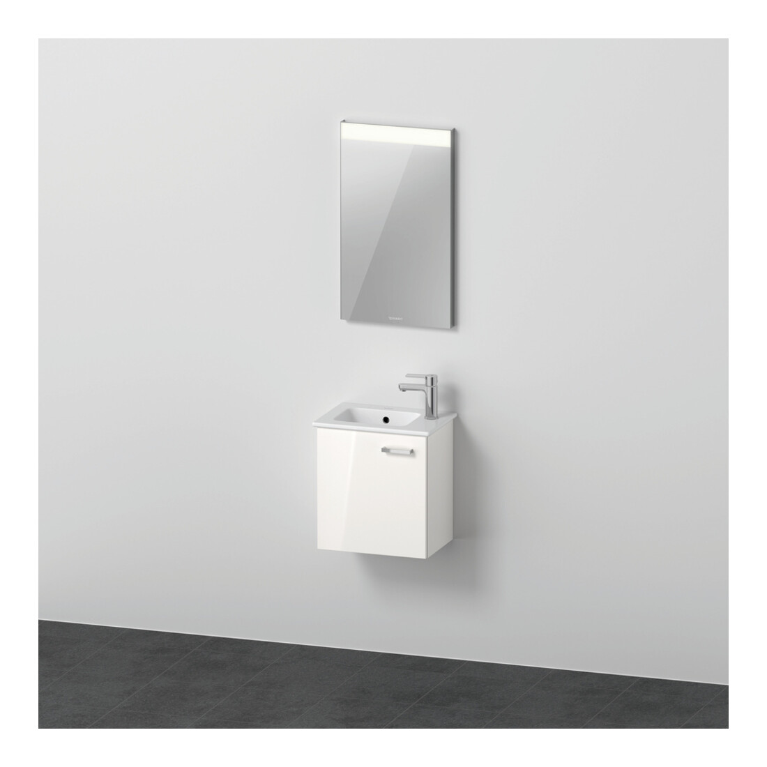 Duravit Ensemble meuble XBase 43 cm, 1 porte, raccord gauche, blanc brillant