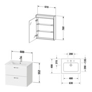 Duravit Ensemble meuble XBase 63 cm, 1 porte, charnière gauche, graphite mat-3
