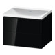 Duravit Ensemble Meubles L-Cube 60x48x48cm, sans robinet, noir brillant, 2 tiroirs-1