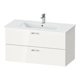 Duravit Ensemble mobilier XBase 103x49 cm, WT, WTU 2 tiroirs, vis aggloméré, blanc brillant