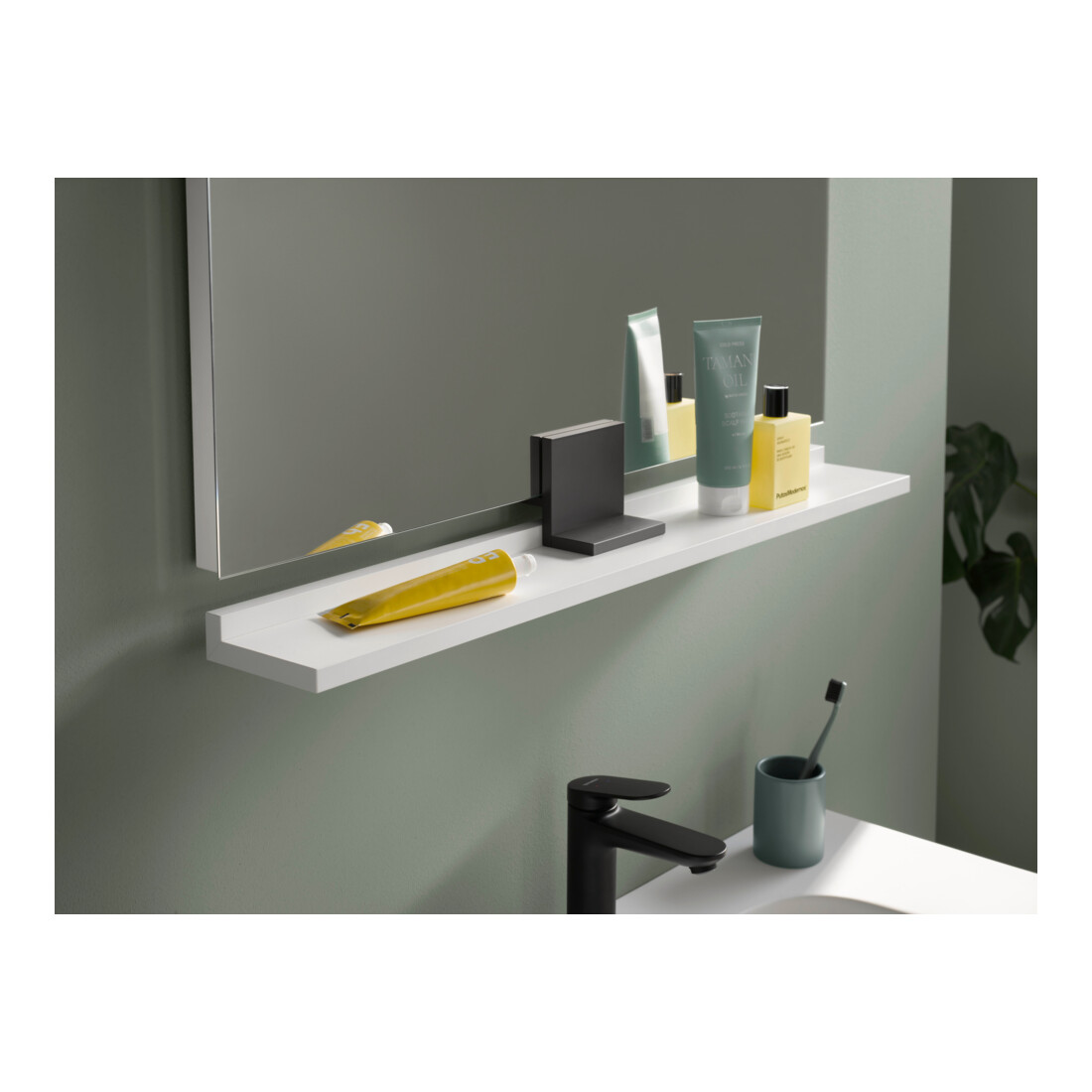 Duravit Étagère miroir Sivida 105x65x3,6 cm, blanc mat, mural, noir