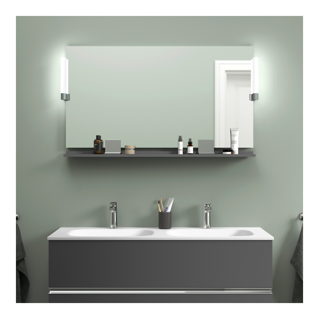 Duravit Étagère miroir Sivida 125x65x3,6mm, gris mat, montée, chrome