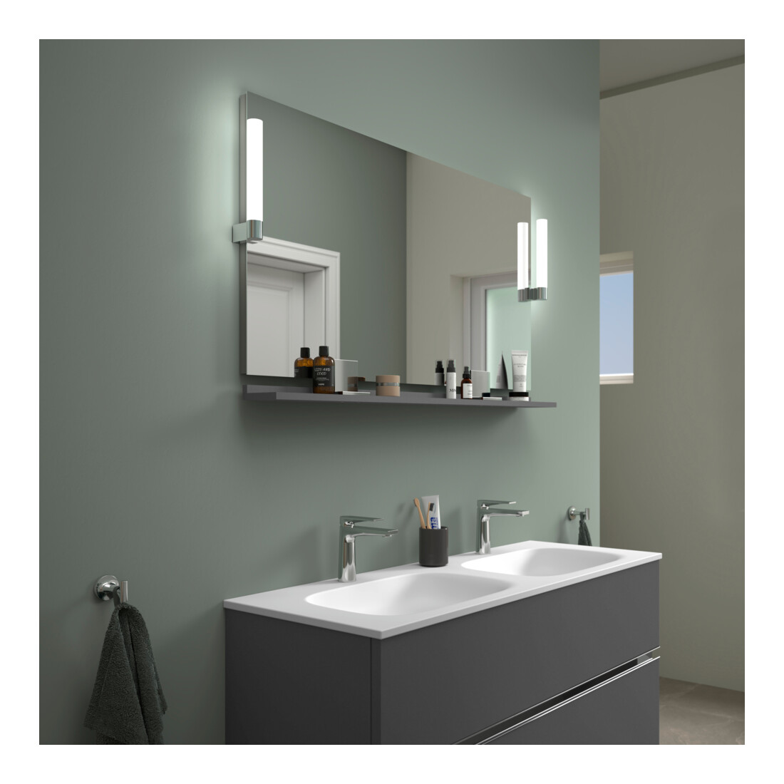 Duravit Étagère miroir Sivida 125x65x3,6mm, gris mat, montée, chrome