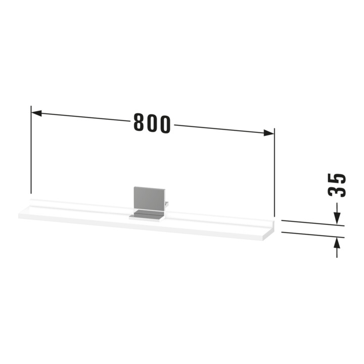 Duravit Étagère miroir Sivida 85x65x3,6 cm, blanc brillant, montée, chrome
