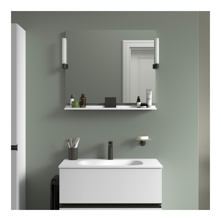 Duravit Étagère miroir Sivida 85x65x3,6 cm, blanc mat, montage, noir