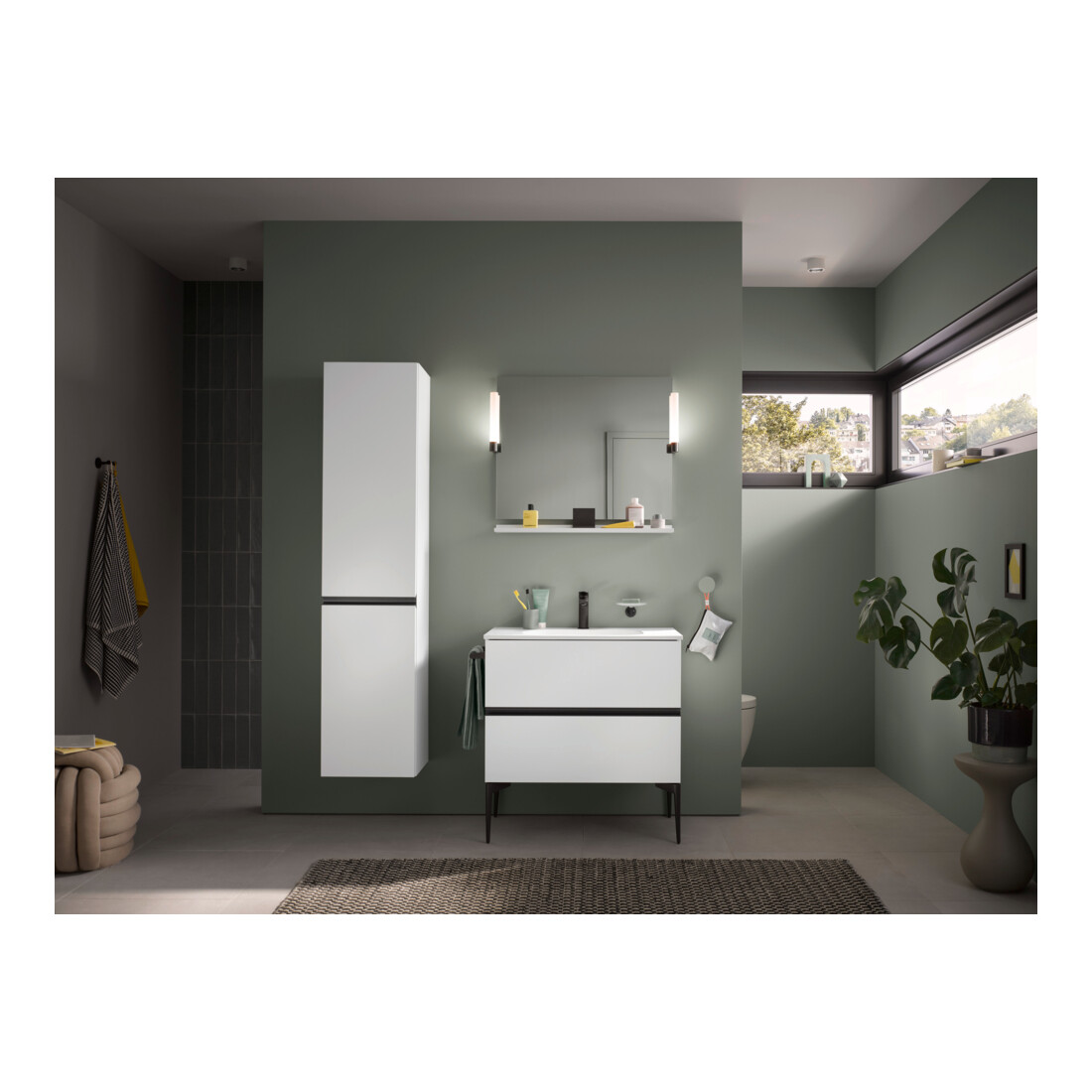 Duravit Étagère miroir Sivida 85x65x3,6 cm, blanc mat, montage, noir
