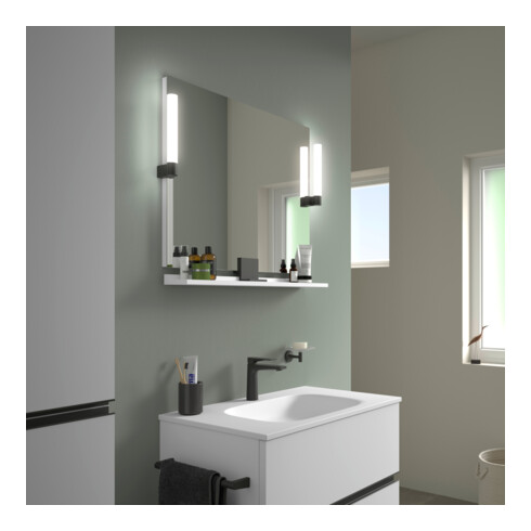Duravit Étagère miroir Sivida 85x65x3,6 cm, blanc mat, montage, noir