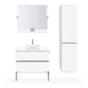 Duravit Étagère miroir Sivida 85x65x3,6 cm, blanc mat, montée, chrome-2