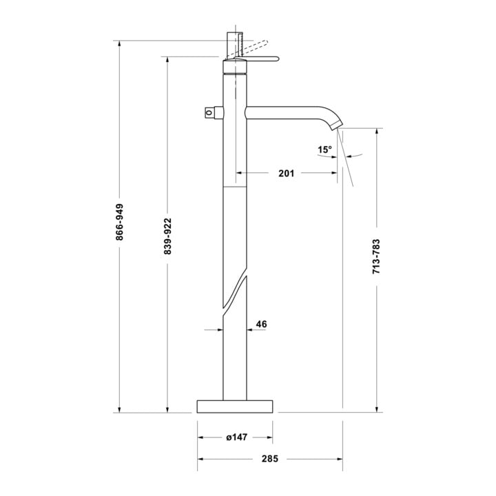 Duravit Fertigmontageset Balcoon UP-WA.-EHM, A 201mm, bodenst., ES geb.