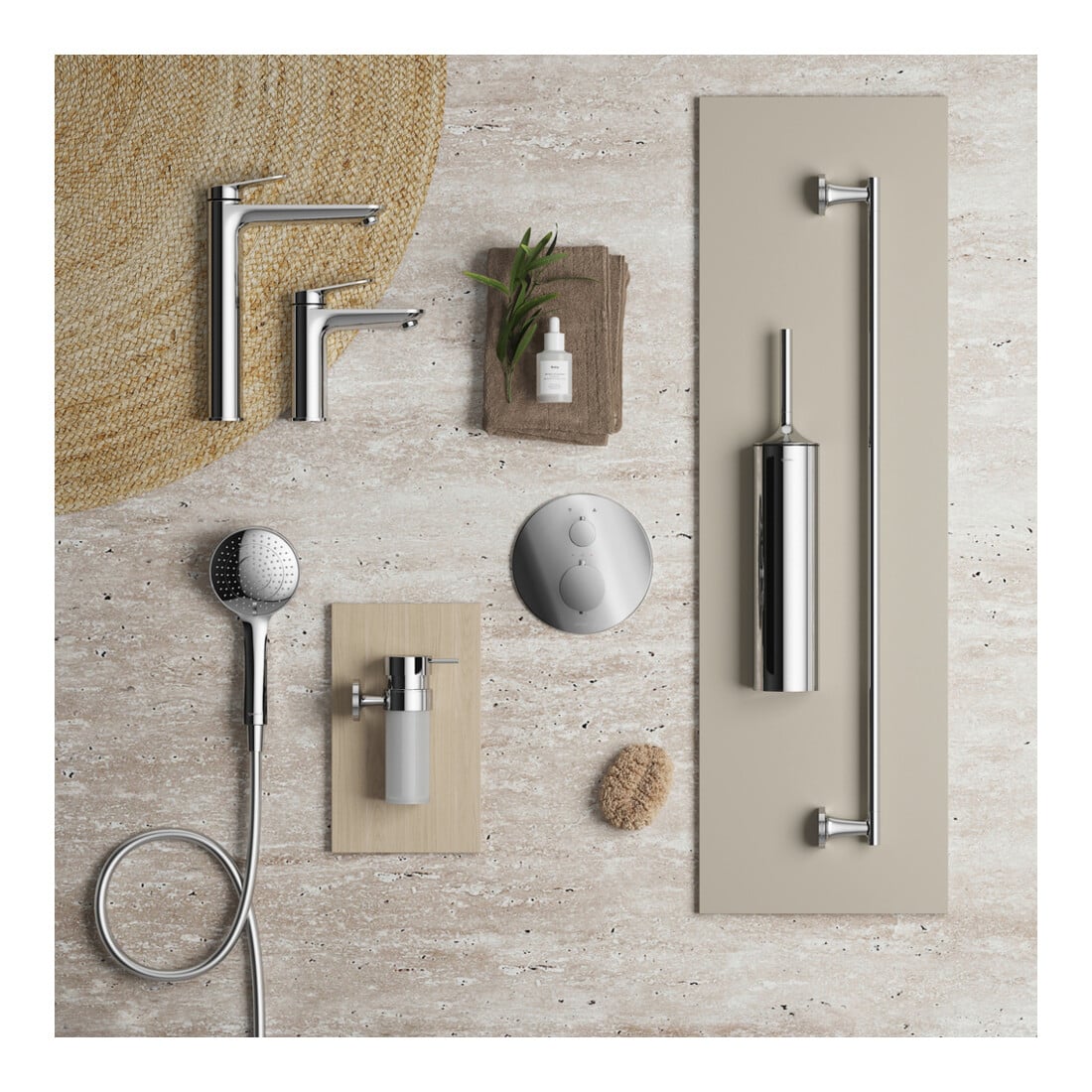 Duravit Fertigmontageset UP-Thermostat, Rosette rund, chrom
