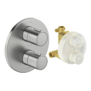 Duravit Fertigmontageset UP-THM, Ros. rund, Edelstahl gebürstet