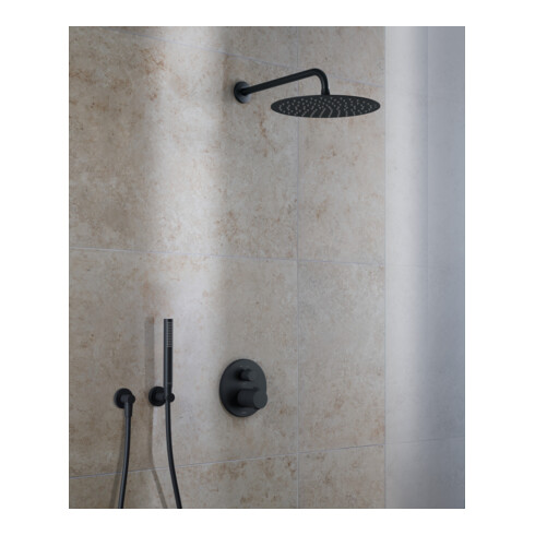 Duravit Fertigmontageset UP-THM, Rosette rund, schwarz matt