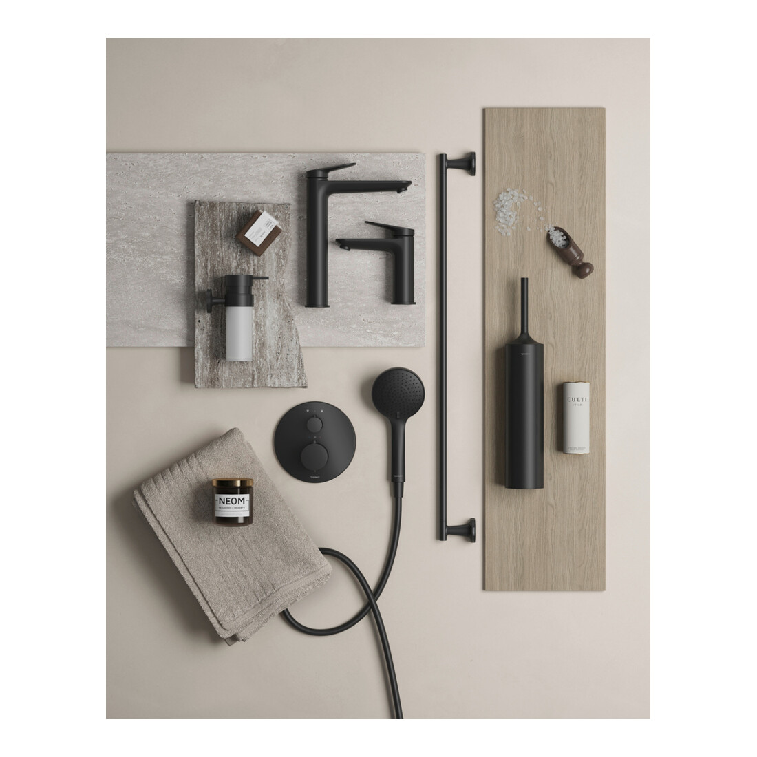 Duravit Fertigmontageset UP-THM, Rosette rund, schwarz matt