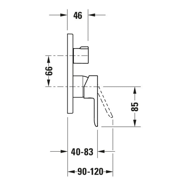 Duravit Fertigset UP-Brause-Einhebelmischer D-Code Keramikmisch., rd, m Umst., schwarz matt